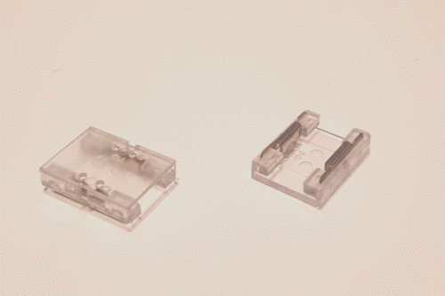Die COB LED-Stripe Verbinder 2-polig sind eine einfache Möglichkeit um COB LED Streifen ohne löten zu verlängern und verbinden. Der Verbinder wird hierzu zwischen die COB-LED-Streifen montiert. Das Gehäuse ist hierbei so ausgeführt, dass es zu keiner Beeinflussung der Optik und somit des Erscheinungsbildes des COB-Streifens kommt. VPE 10 Stk. Versandgewicht: 0,02 kg Artikelgewicht: 0,02 kg Nennspannung: 12-24 Vdc Schutzart: IP20 Strom: < 5A Produkt-Breite: 10mm
