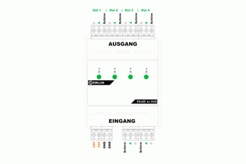 DMX/RDM, RS485, 4-Port Hub/Splitter