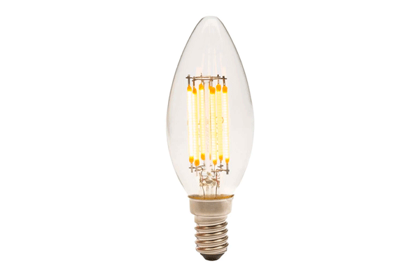 LED-Filament Kerze, 24V, 5W, 3000K, E14 (Adapter E27)