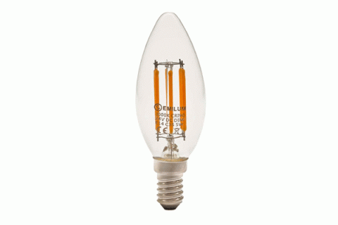 LED-Filament Kerze, 24V, 5W, 3000K, E14 (Adapter E27)