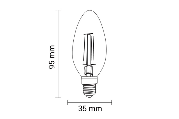 LED-Filament Kerze, 24V, 5W, 3000K, E14 (Adapter E27)