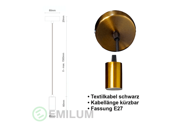 Schnurpendel mit Textilkabel, E27 Sockel