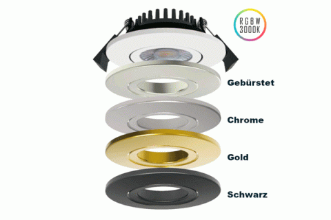 LED-Swing Spot 24V, 5W, RGBW/3000K, CRI90 – Gebürstet