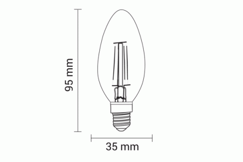 LED-Filament Kerze, 24V, 5W, 2700K, E14 (Adapter E27)