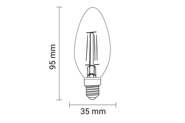 LED-Filament Kerze, 24V, 5W, 2700K, E14 (Adapter E27)