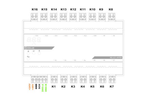 Relais-Aktor, 16-Kanal, DMX/RDM, 16A, 230V