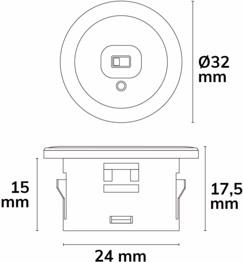 MiniAMP Laser-Bewegungsmelder 20° 0.1-1m / 0.1-2.5m Distanz, 5/10/30/60/180s, 12-24V DC 1.5A
